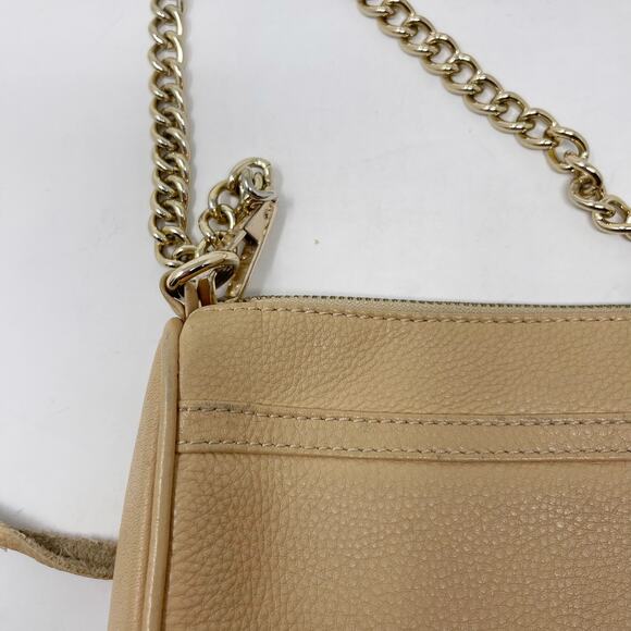 Rebecca Minkoff Nude Cream Mini Mac Crossbody Bag Chainlink Leather Zip Closure - Picture 14 of 16